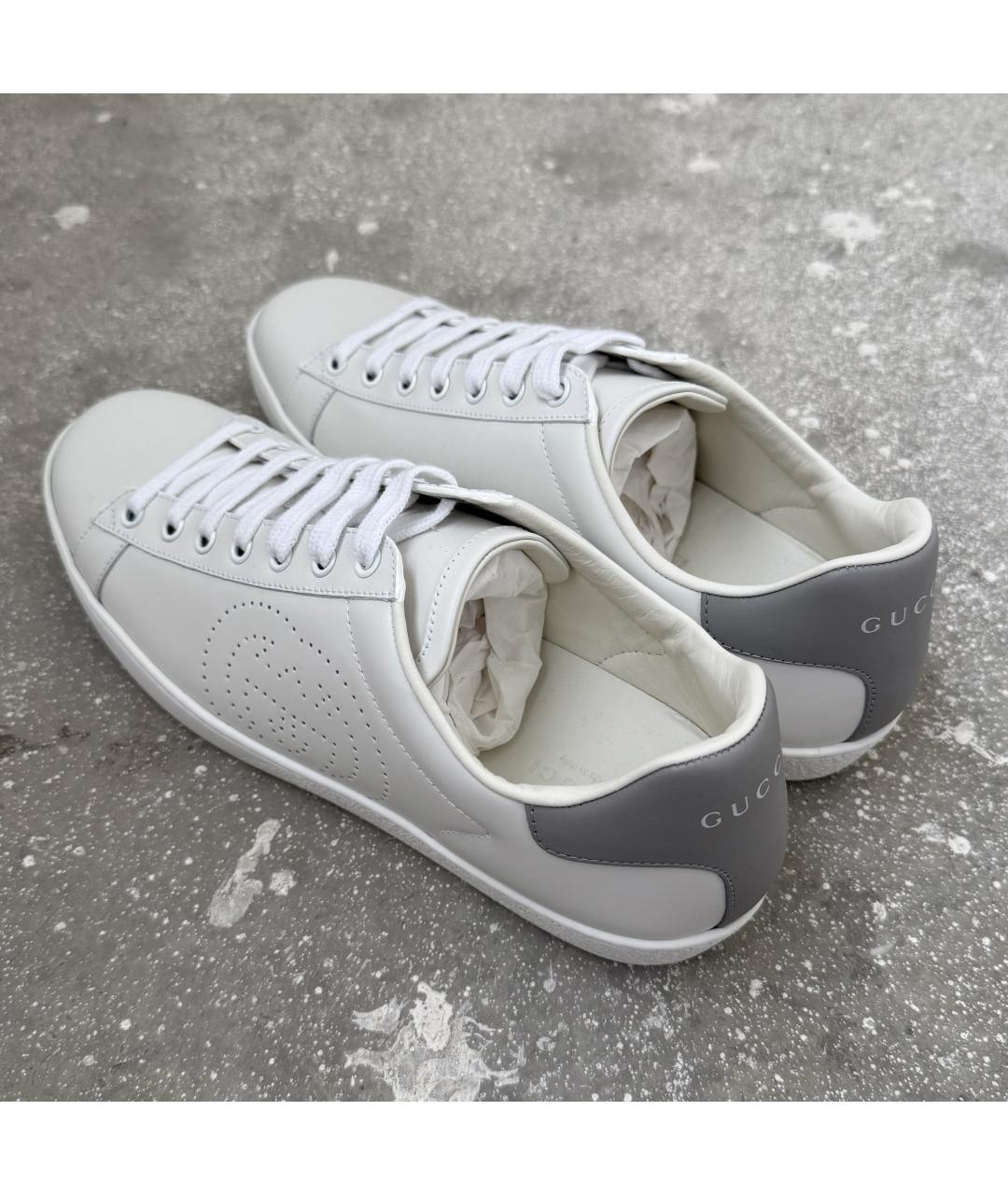 GUCCI Белые кожаные кеды, фото 3
