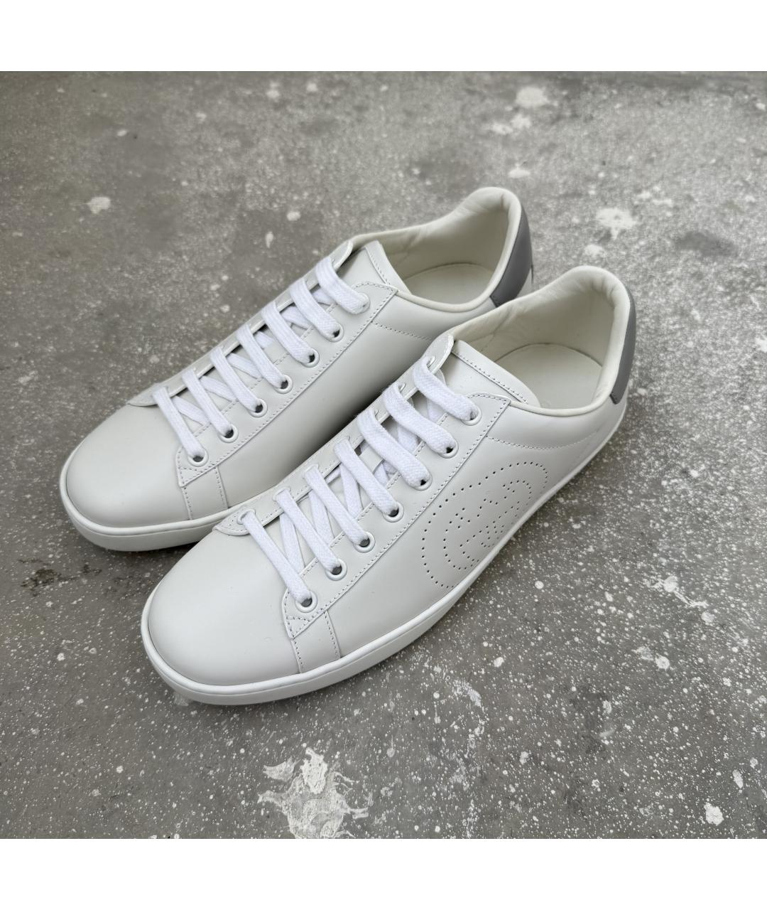 GUCCI Белые кожаные кеды, фото 2