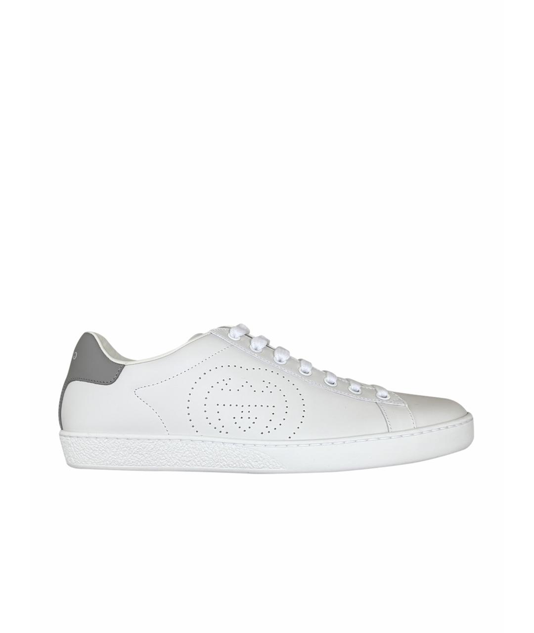 GUCCI Белые кожаные кеды, фото 1