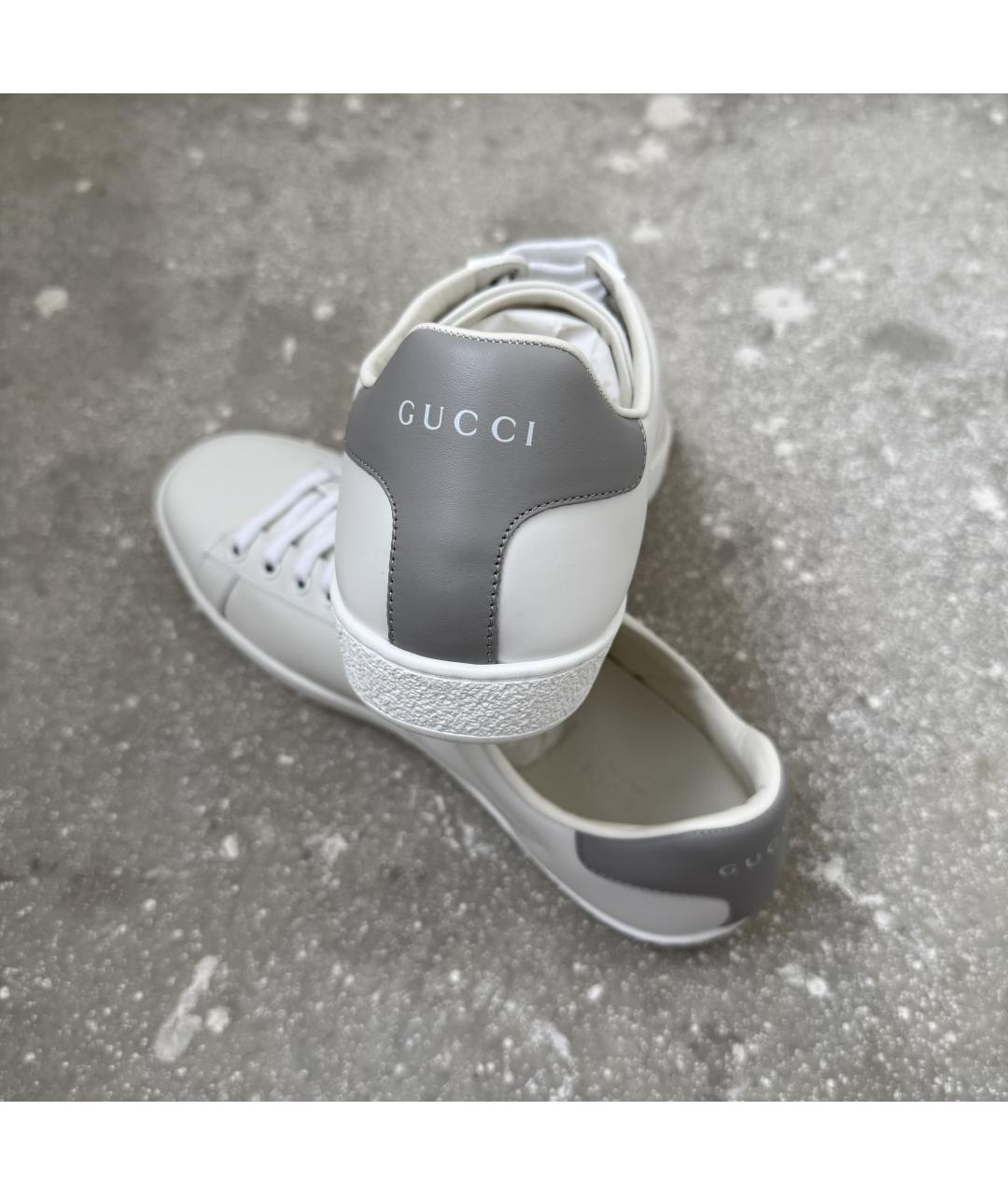 GUCCI Белые кожаные кеды, фото 8