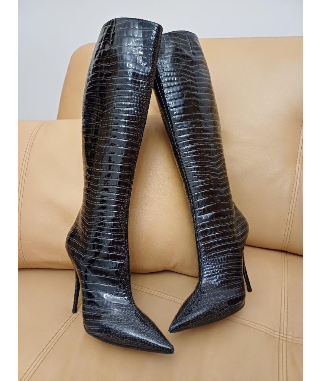 CASADEI Темно-синие сапоги из лакированной кожи, фото 3