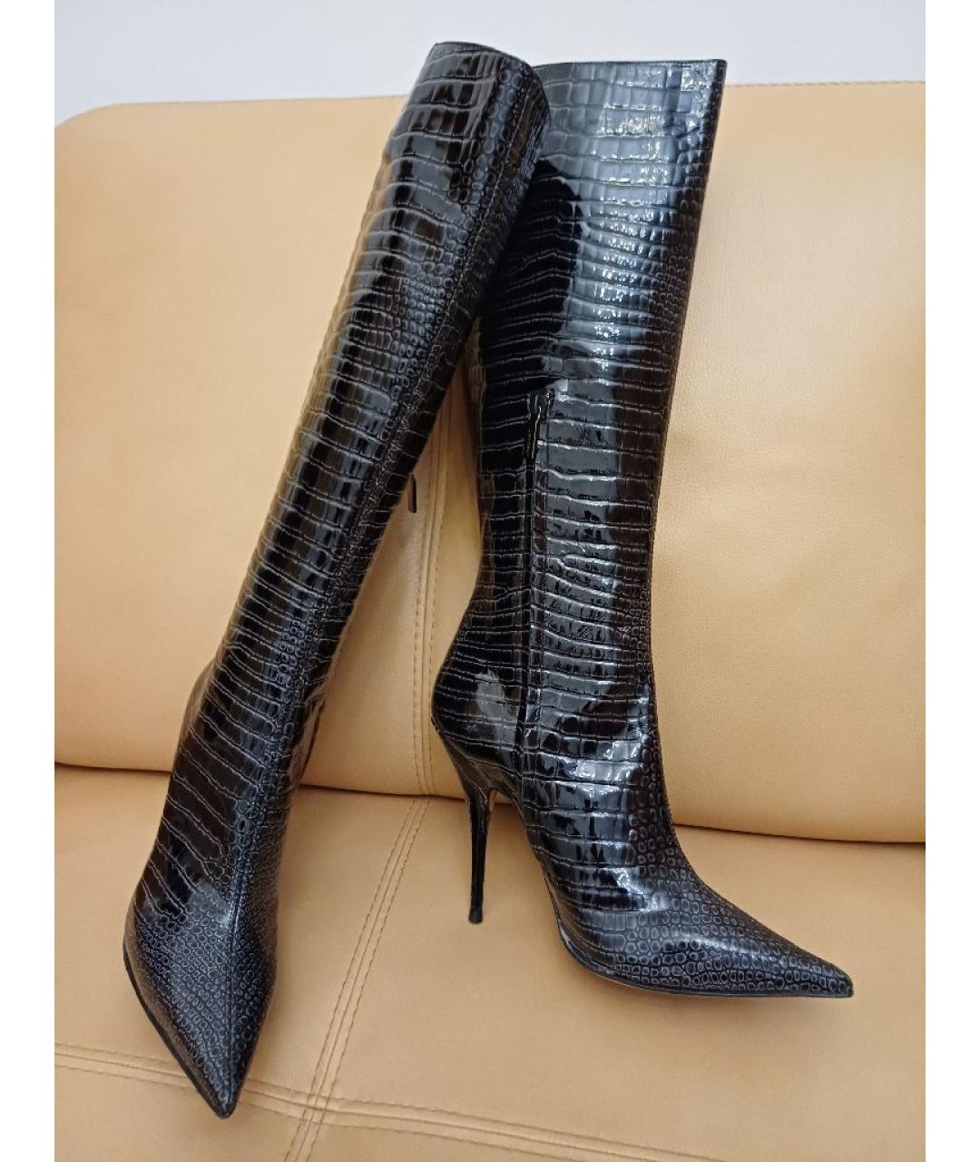 CASADEI Темно-синие сапоги из лакированной кожи, фото 4