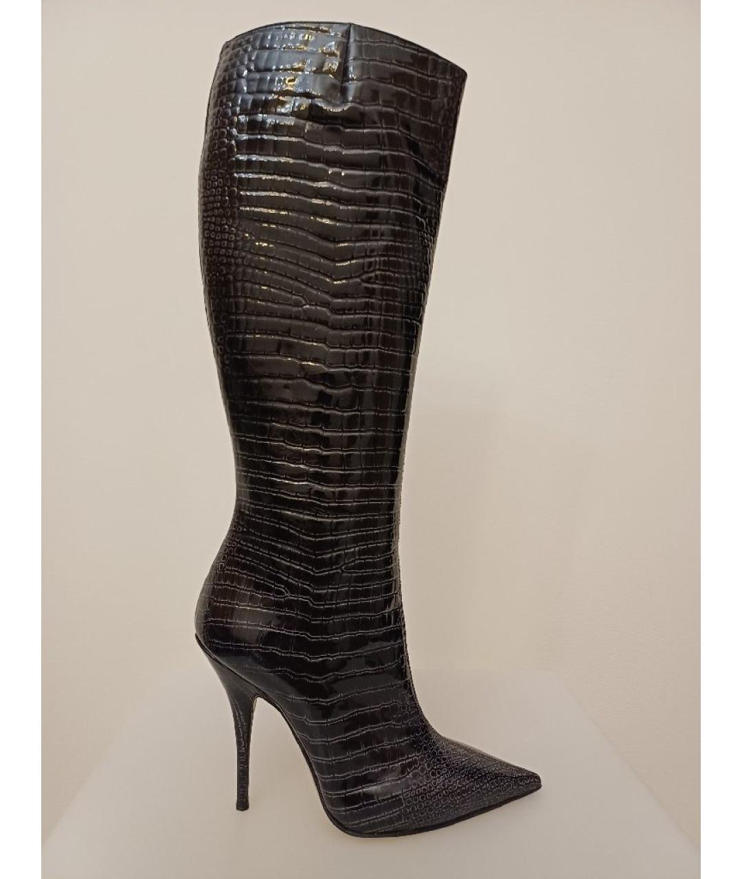 CASADEI Темно-синие сапоги из лакированной кожи, фото 10