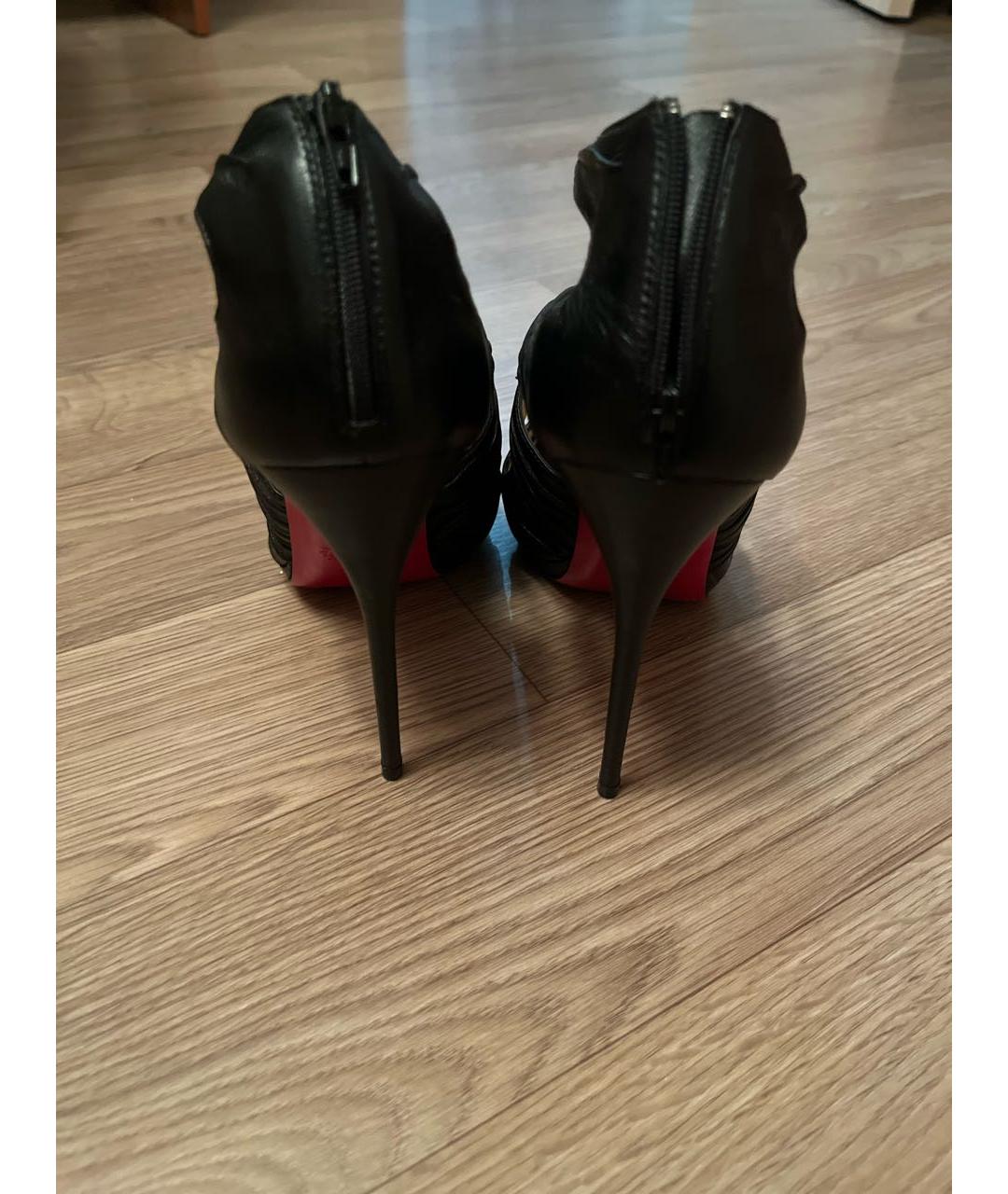 CHRISTIAN LOUBOUTIN Черные кожаные босоножки, фото 4