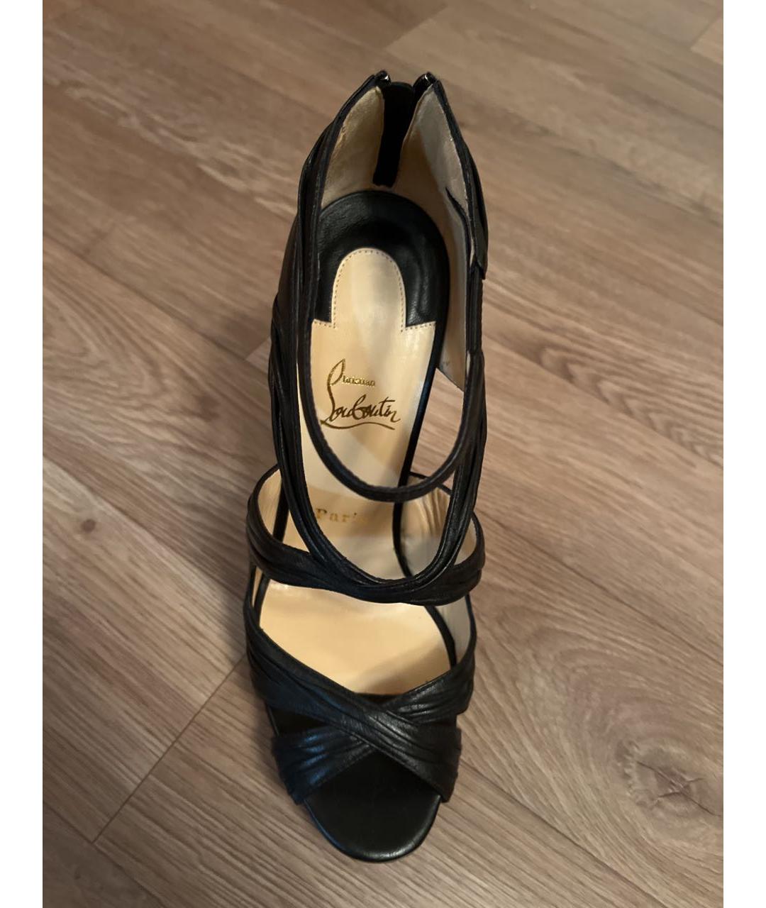 CHRISTIAN LOUBOUTIN Черные кожаные босоножки, фото 8