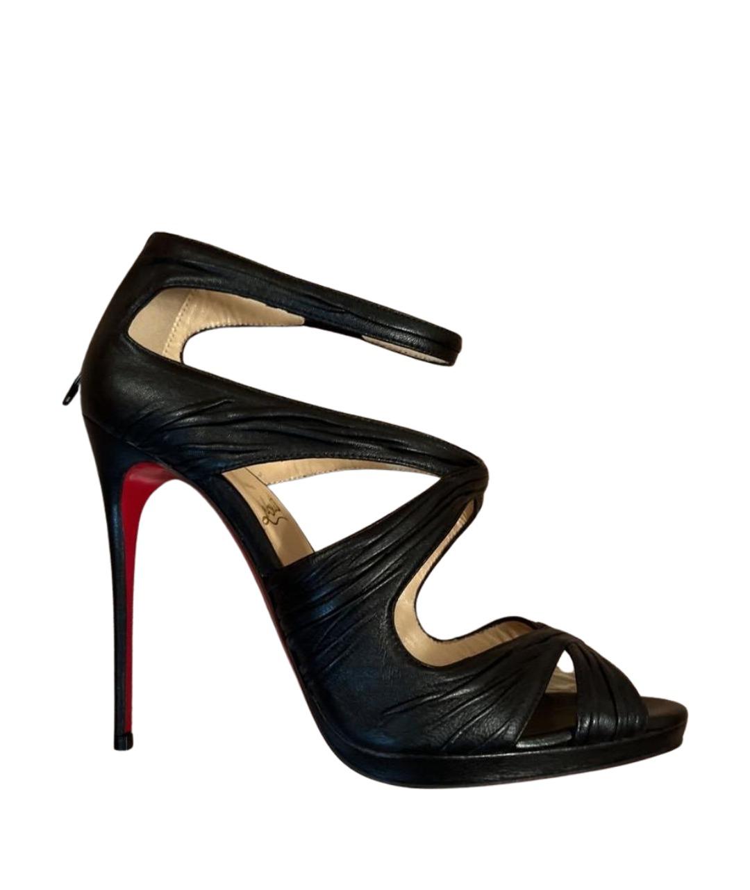CHRISTIAN LOUBOUTIN Черные кожаные босоножки, фото 1