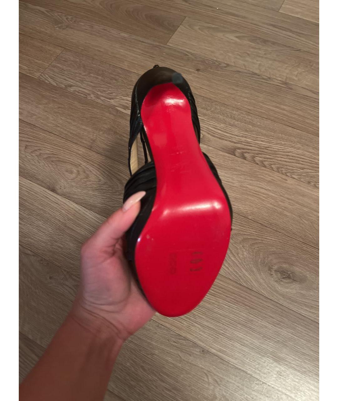CHRISTIAN LOUBOUTIN Черные кожаные босоножки, фото 5