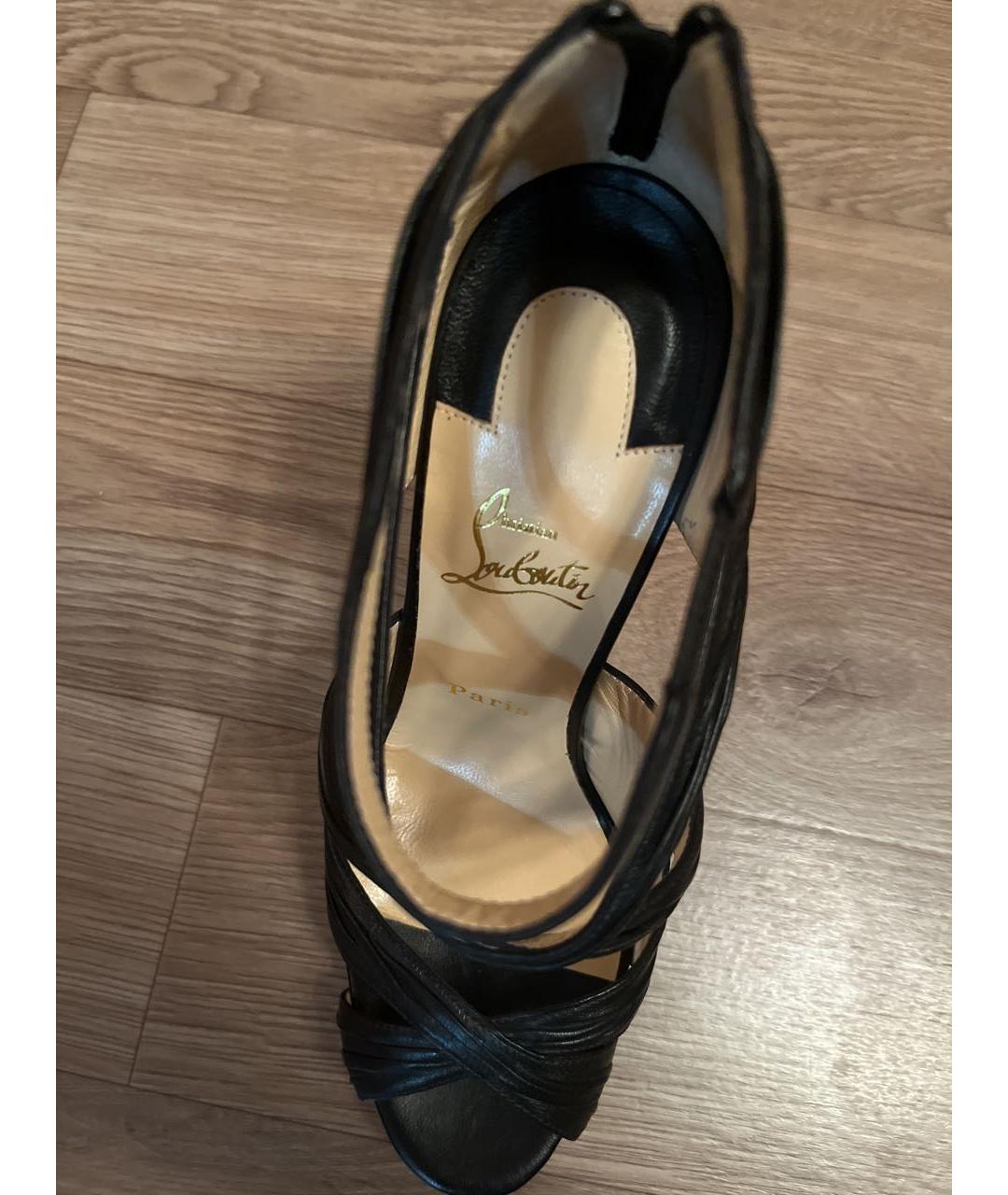 CHRISTIAN LOUBOUTIN Черные кожаные босоножки, фото 6