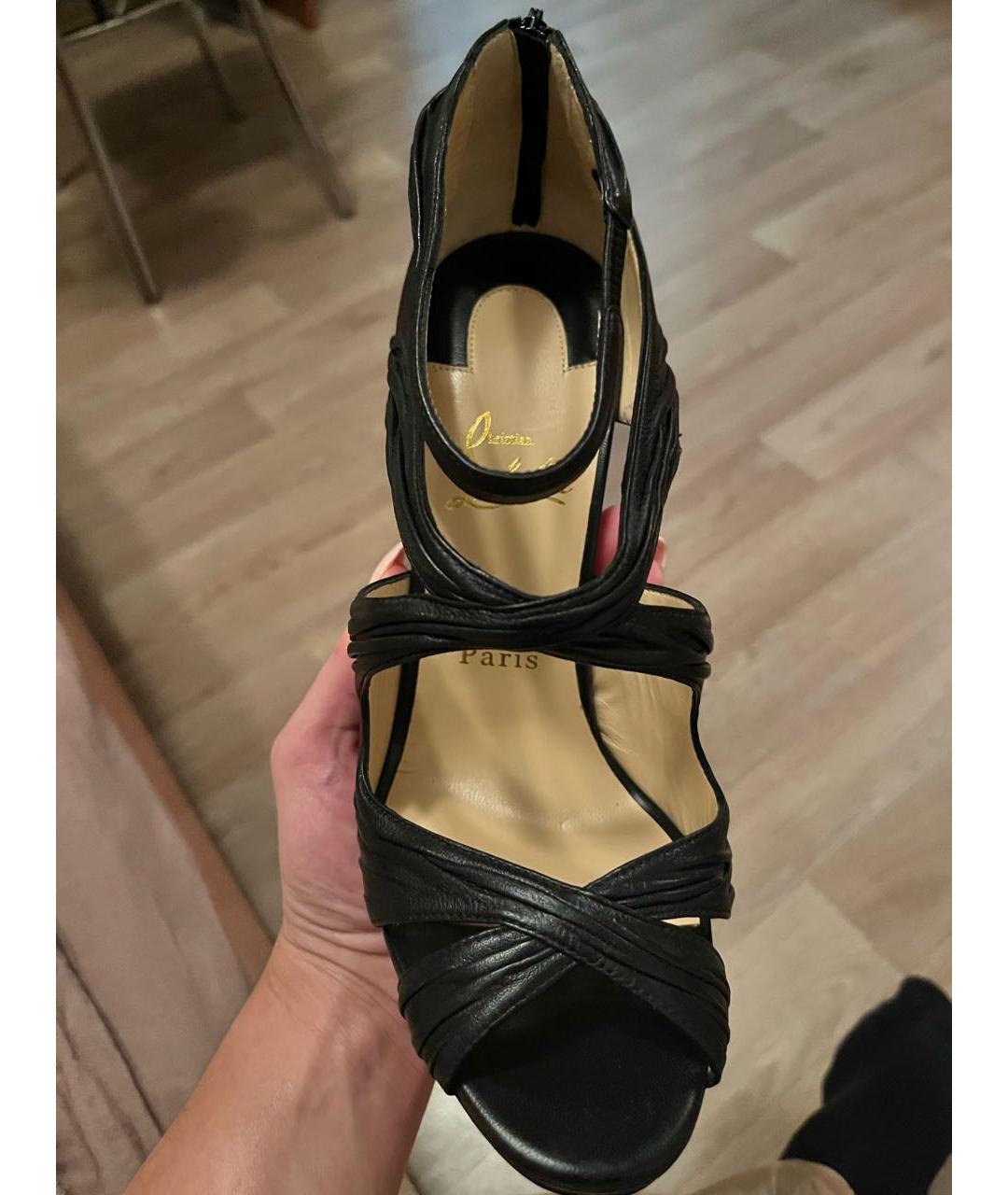 CHRISTIAN LOUBOUTIN Черные кожаные босоножки, фото 7