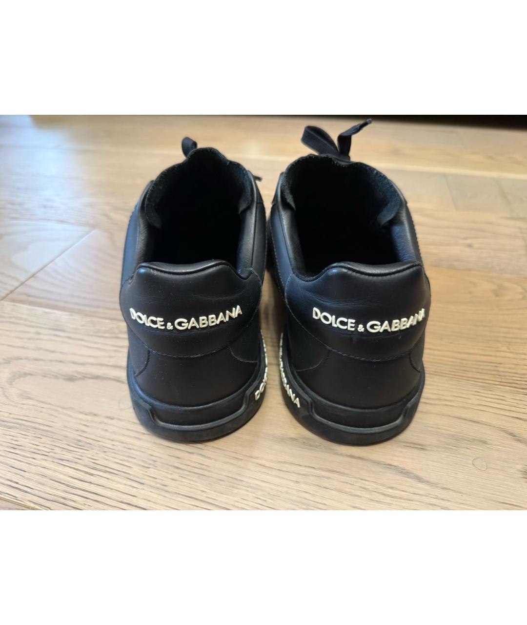 DOLCE&GABBANA Черные кожаные низкие кроссовки / кеды, фото 4
