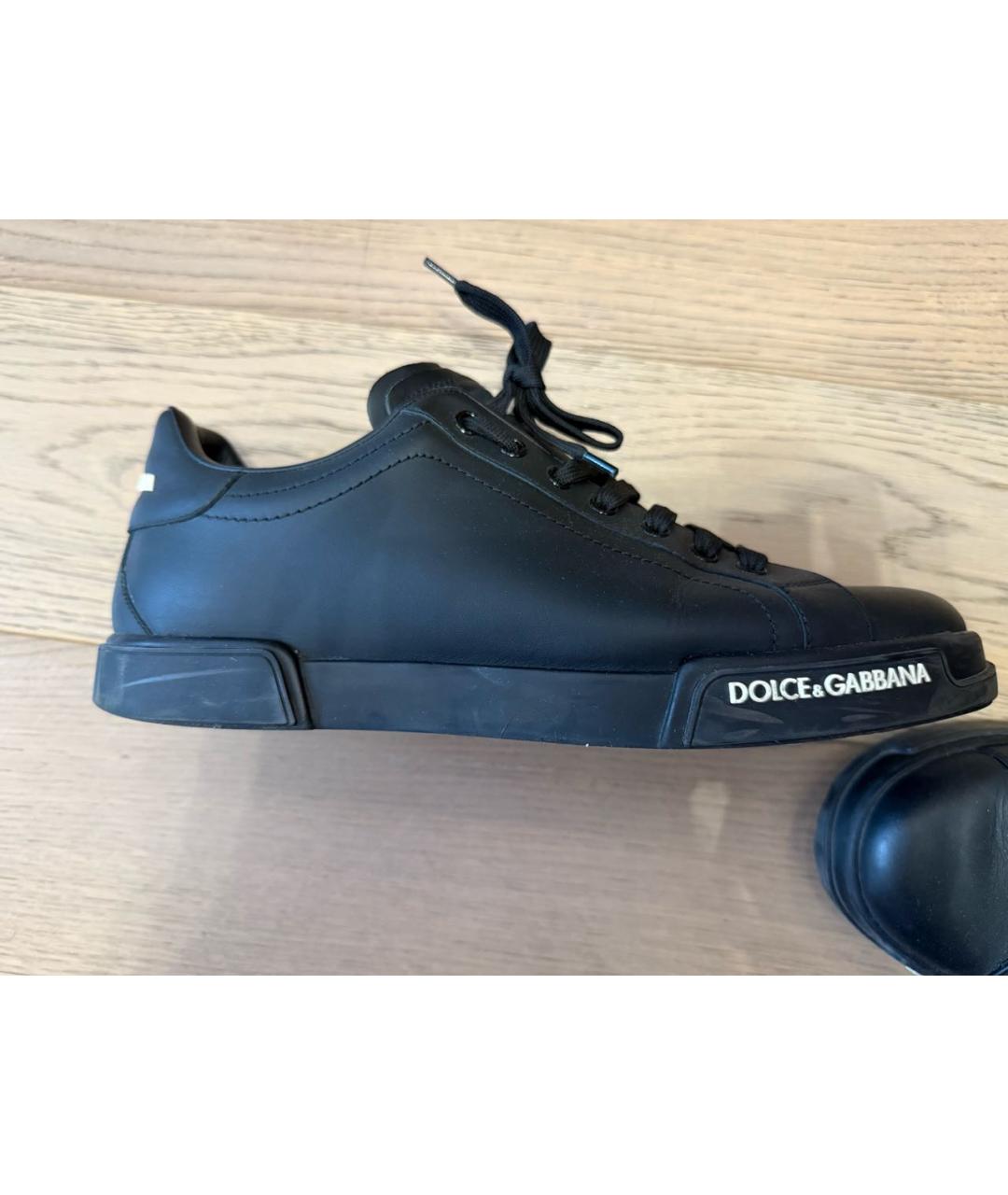 DOLCE&GABBANA Черные кожаные низкие кроссовки / кеды, фото 9