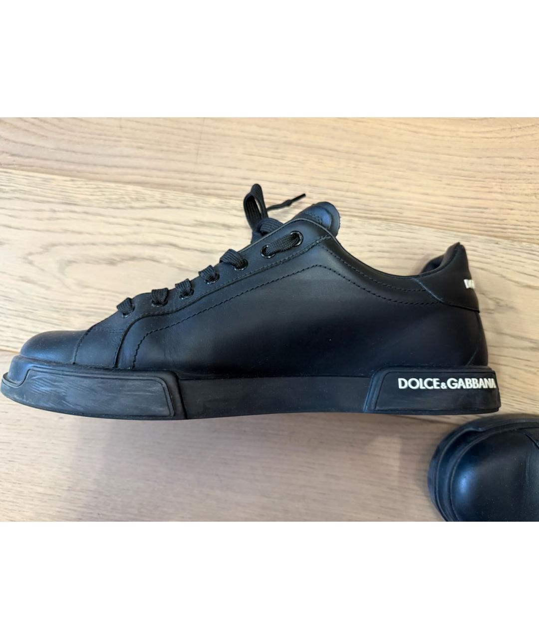 DOLCE&GABBANA Черные кожаные низкие кроссовки / кеды, фото 6