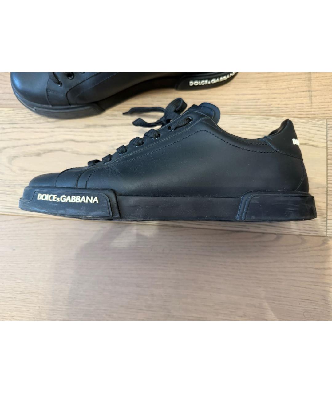 DOLCE&GABBANA Черные кожаные низкие кроссовки / кеды, фото 8