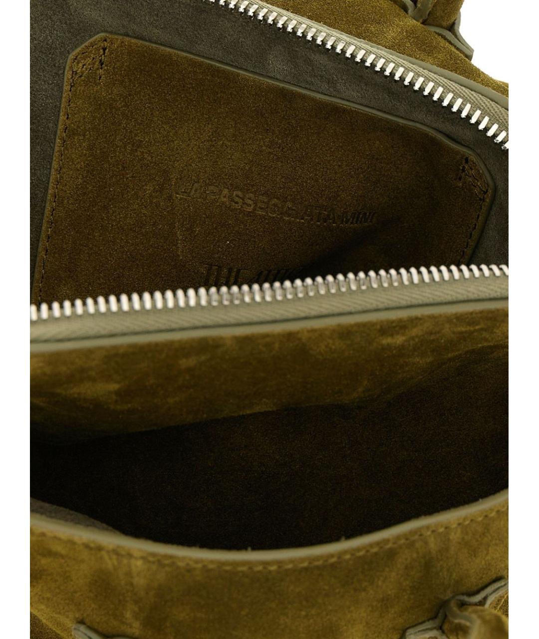 THE ATTICO Хаки замшевая сумка тоут, фото 3