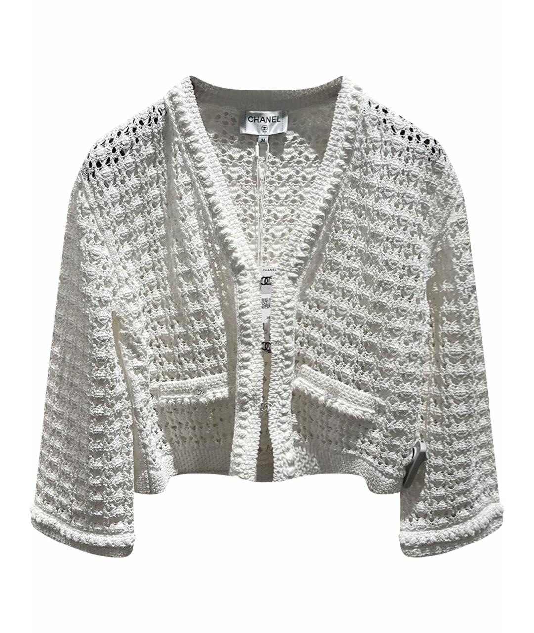 CHANEL Белый хлопковый кардиган, фото 1