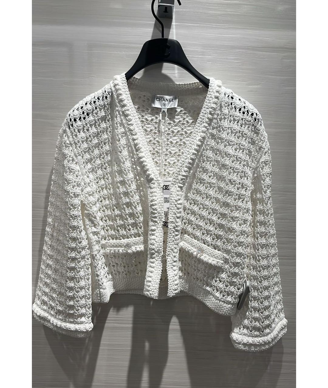 CHANEL Белый хлопковый кардиган, фото 2