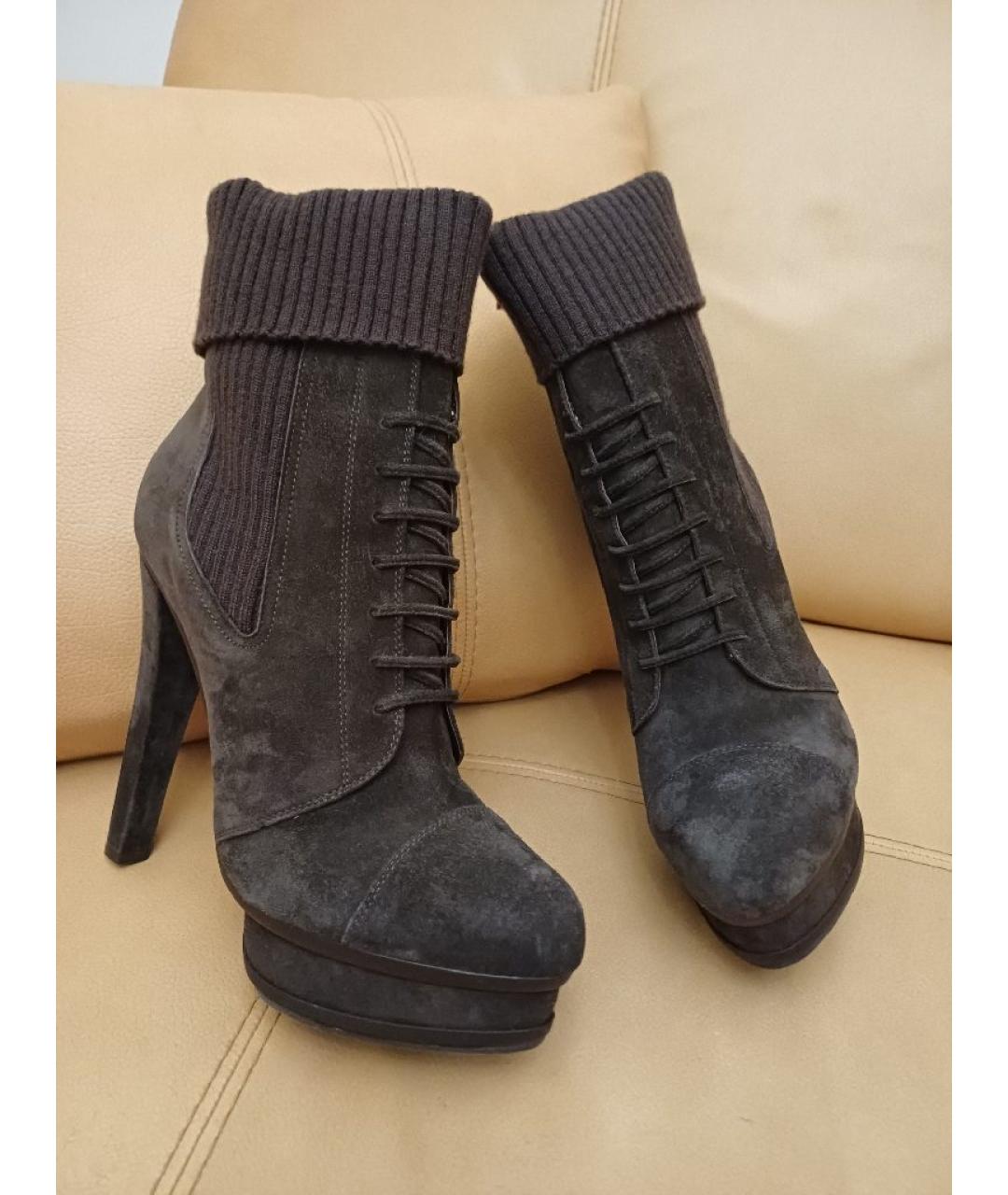 LE SILLA Коричневые замшевые ботильоны, фото 5