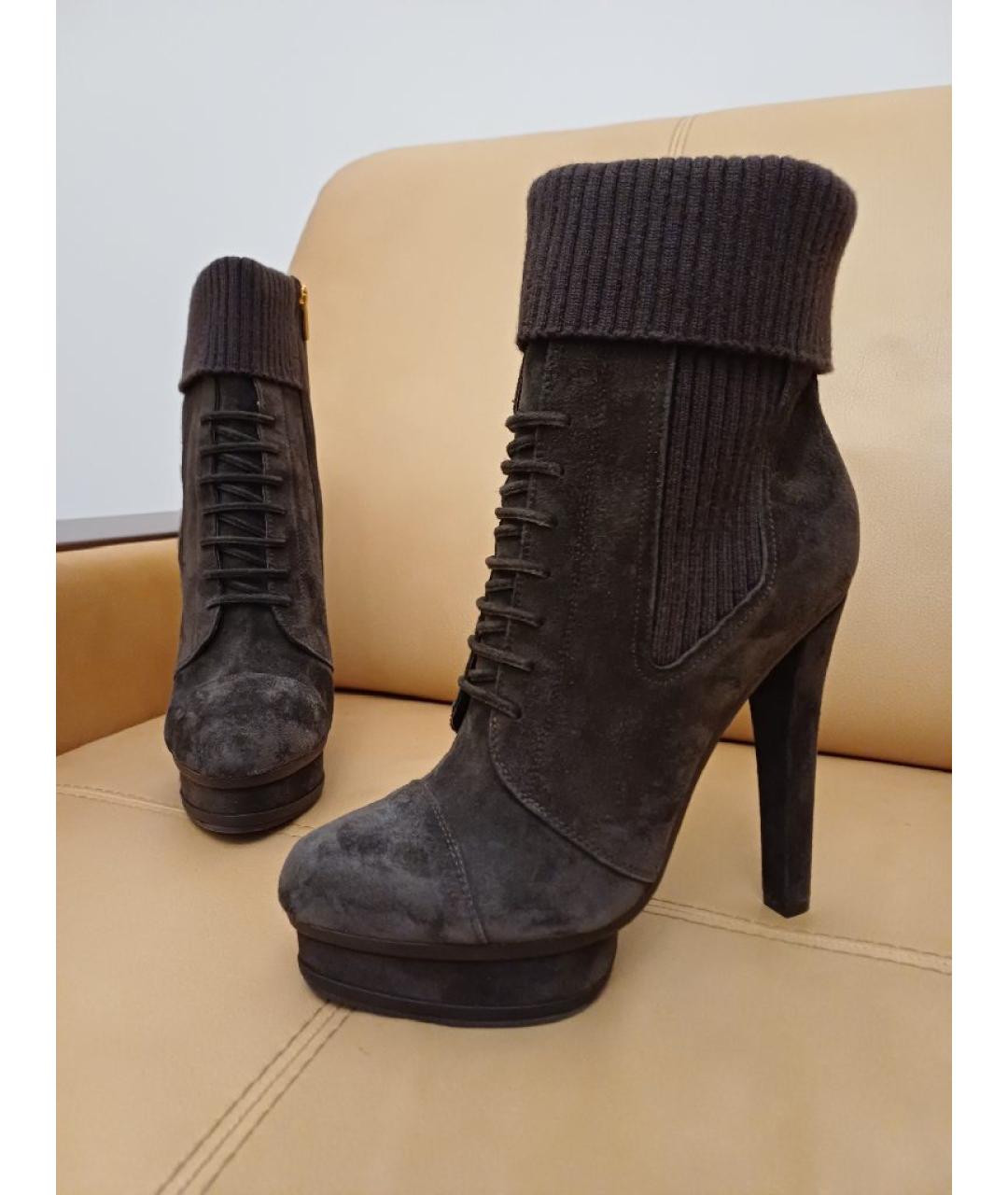 LE SILLA Коричневые замшевые ботильоны, фото 3