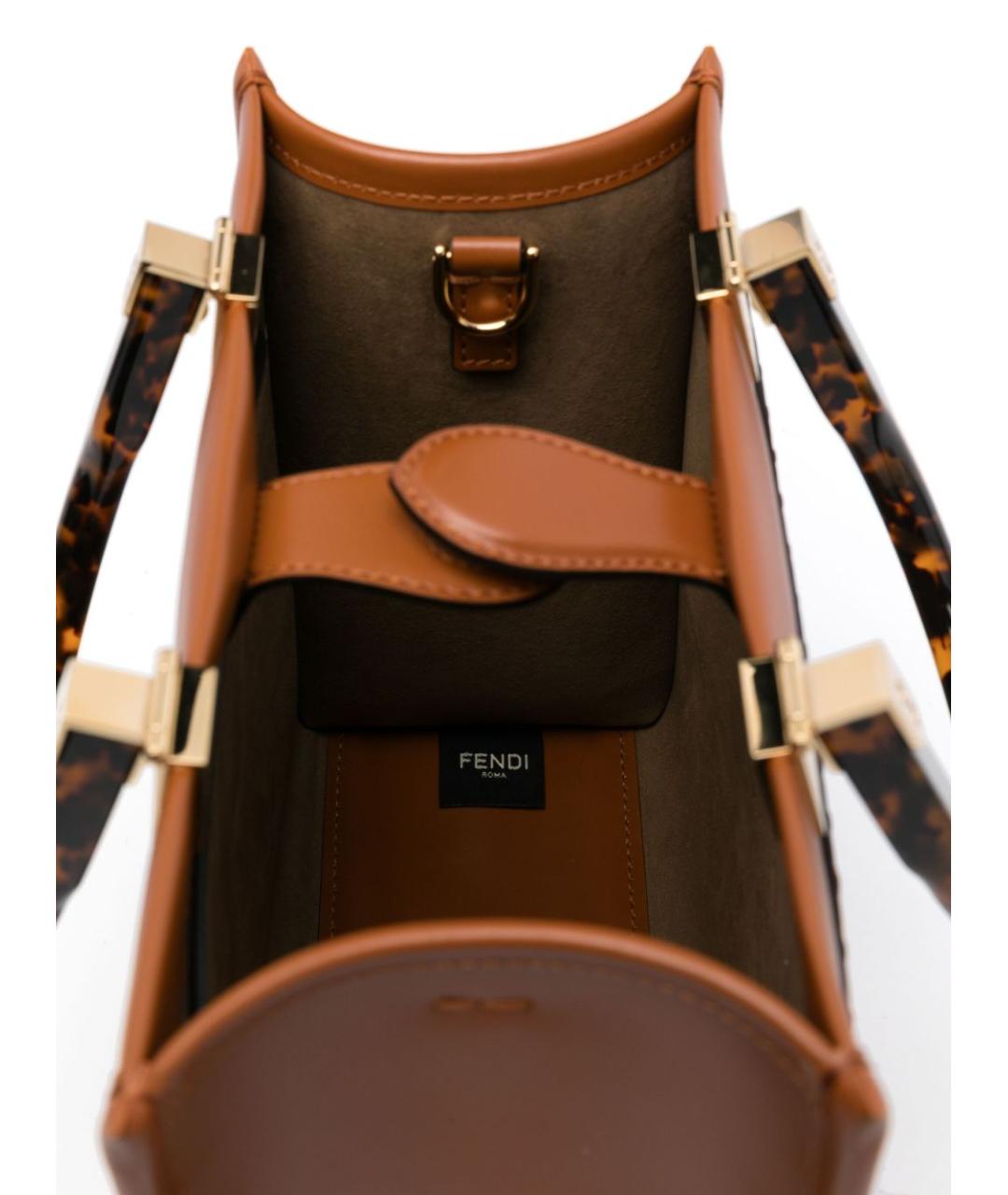 FENDI Коричневая кожаная сумка тоут, фото 4
