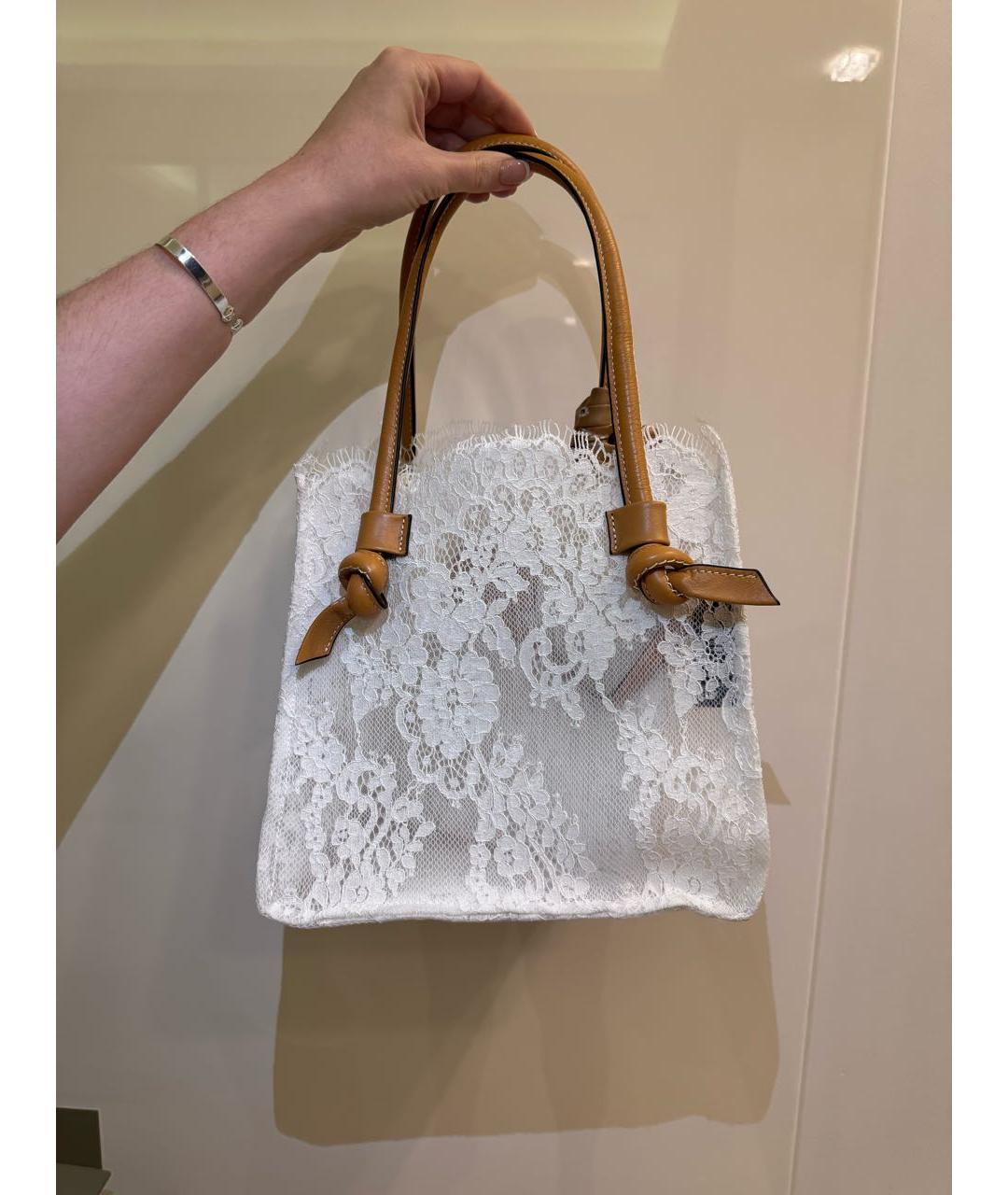ERMANNO SCERVINO Белая тканевая сумка тоут, фото 8
