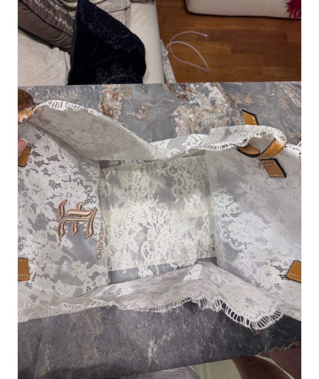 ERMANNO SCERVINO Белая тканевая сумка тоут, фото 3