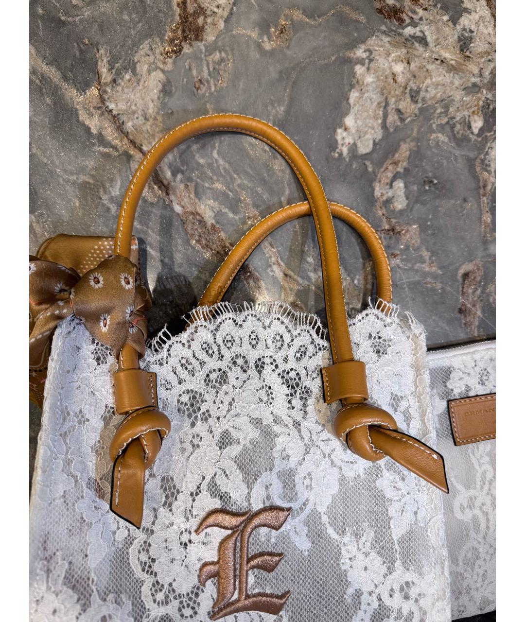 ERMANNO SCERVINO Белая тканевая сумка тоут, фото 4