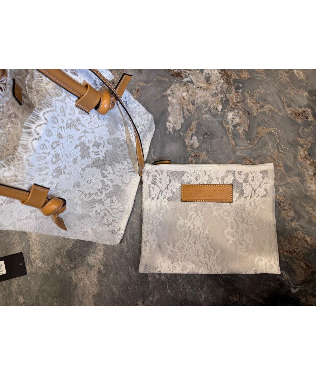 ERMANNO SCERVINO Белая тканевая сумка тоут, фото 2