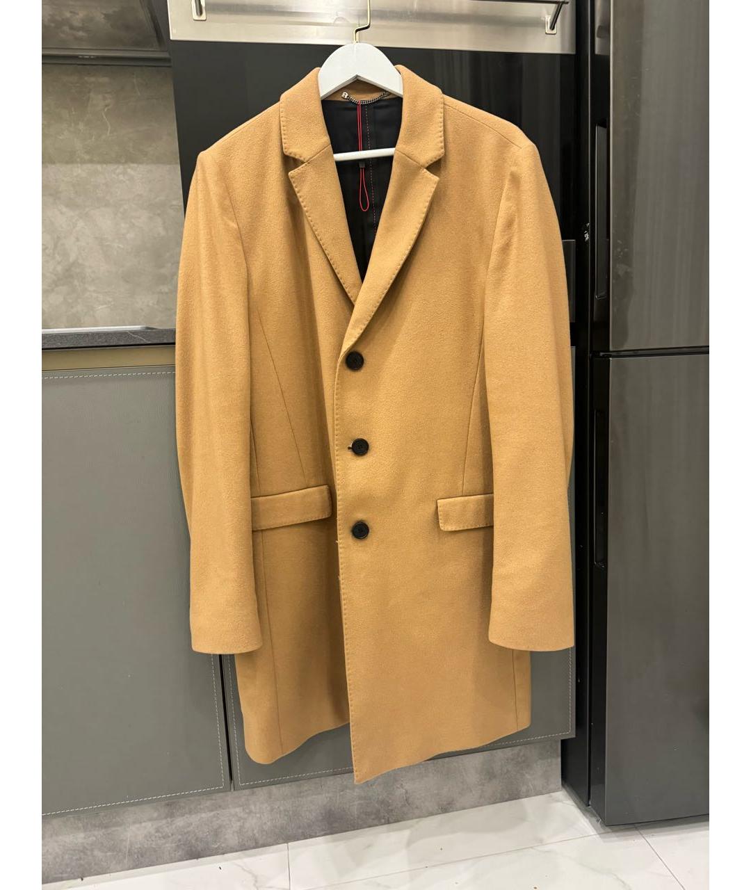 HUGO Горчичное шерстяное пальто, фото 4