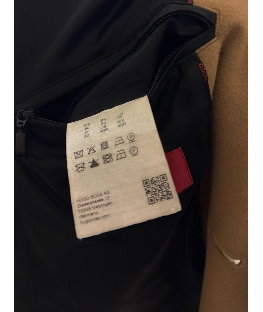 HUGO Горчичное шерстяное пальто, фото 3