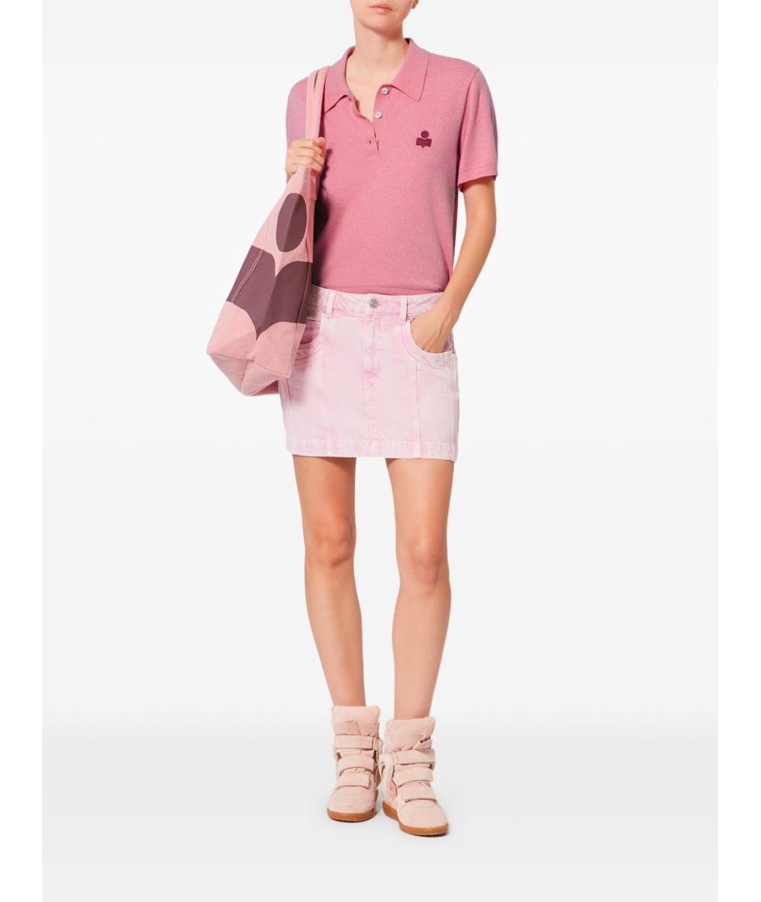 ISABEL MARANT ETOILE Розовая хлопковая футболка, фото 4