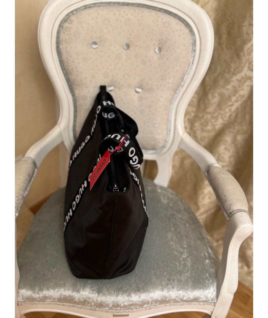 HUGO Черная синтетическая сумка тоут, фото 6