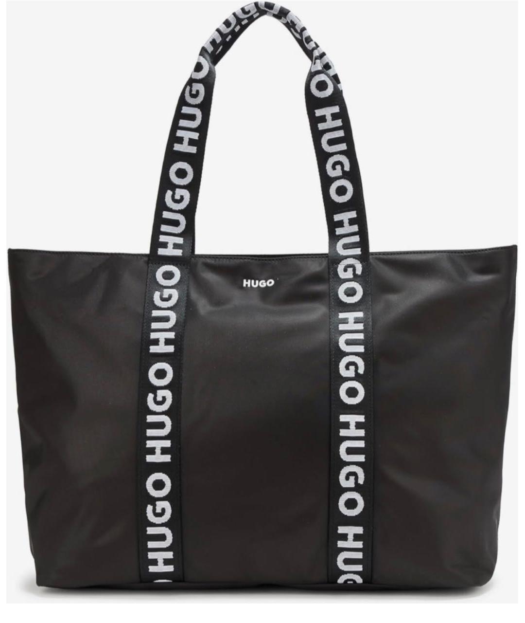 HUGO Черная синтетическая сумка тоут, фото 9