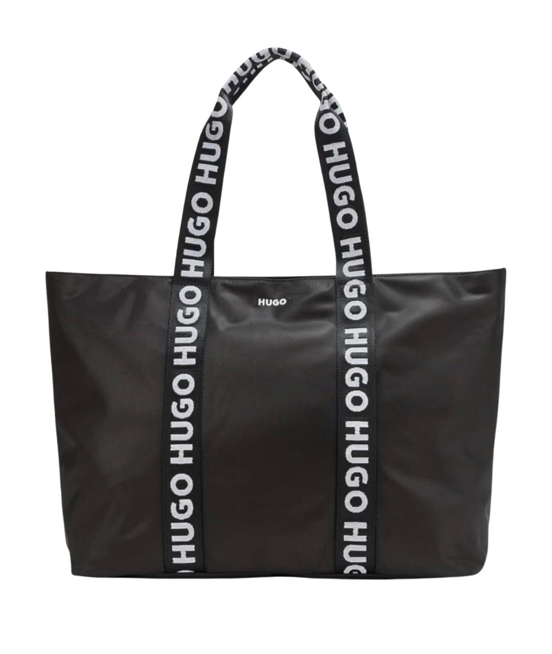 HUGO Черная синтетическая сумка тоут, фото 1