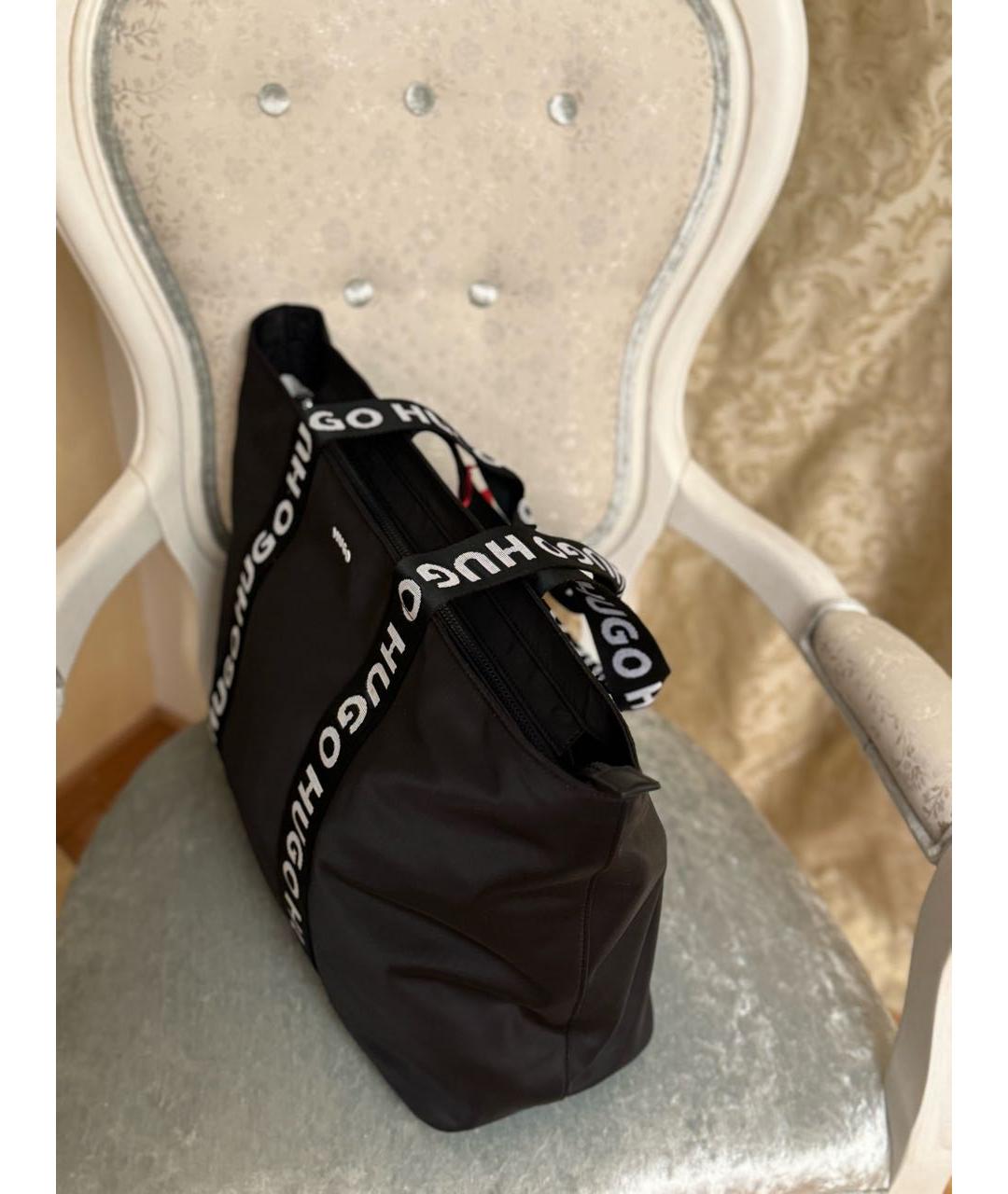 HUGO Черная синтетическая сумка тоут, фото 5