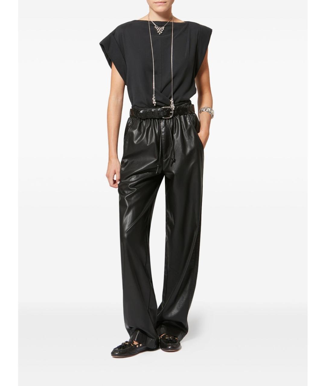 ISABEL MARANT ETOILE Черные полиэстеровые прямые брюки, фото 3