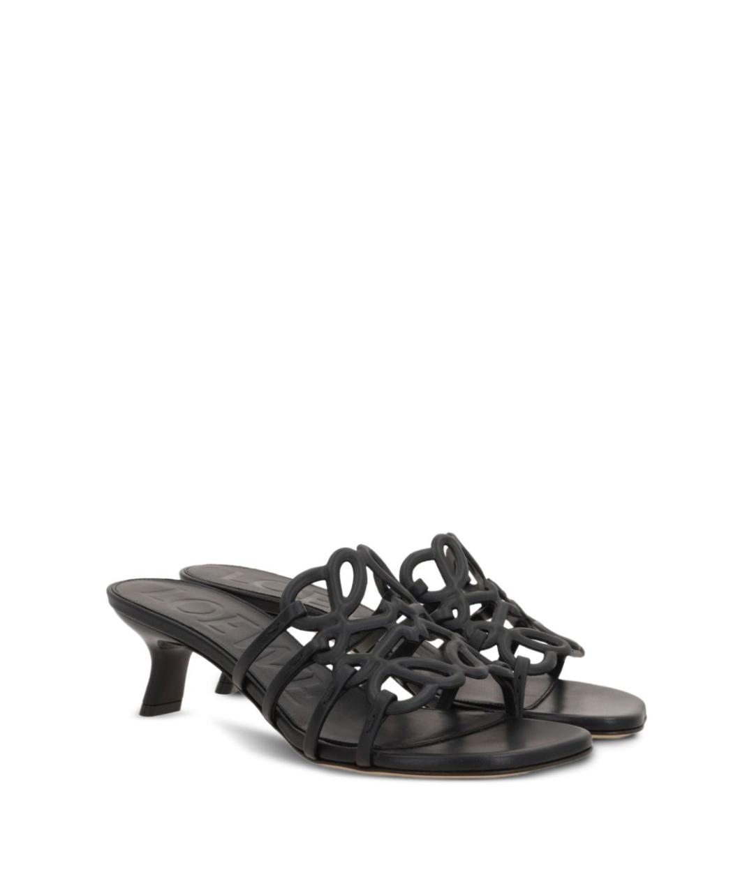 LOEWE Черные кожаные сандалии, фото 2