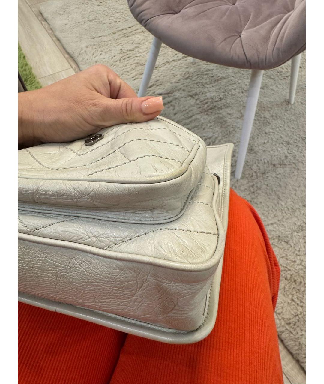 SAINT LAURENT Бежевая кожаная сумка через плечо, фото 6