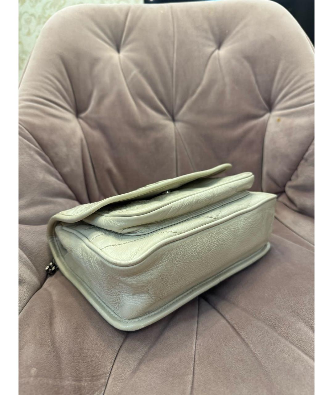 SAINT LAURENT Бежевая кожаная сумка через плечо, фото 4