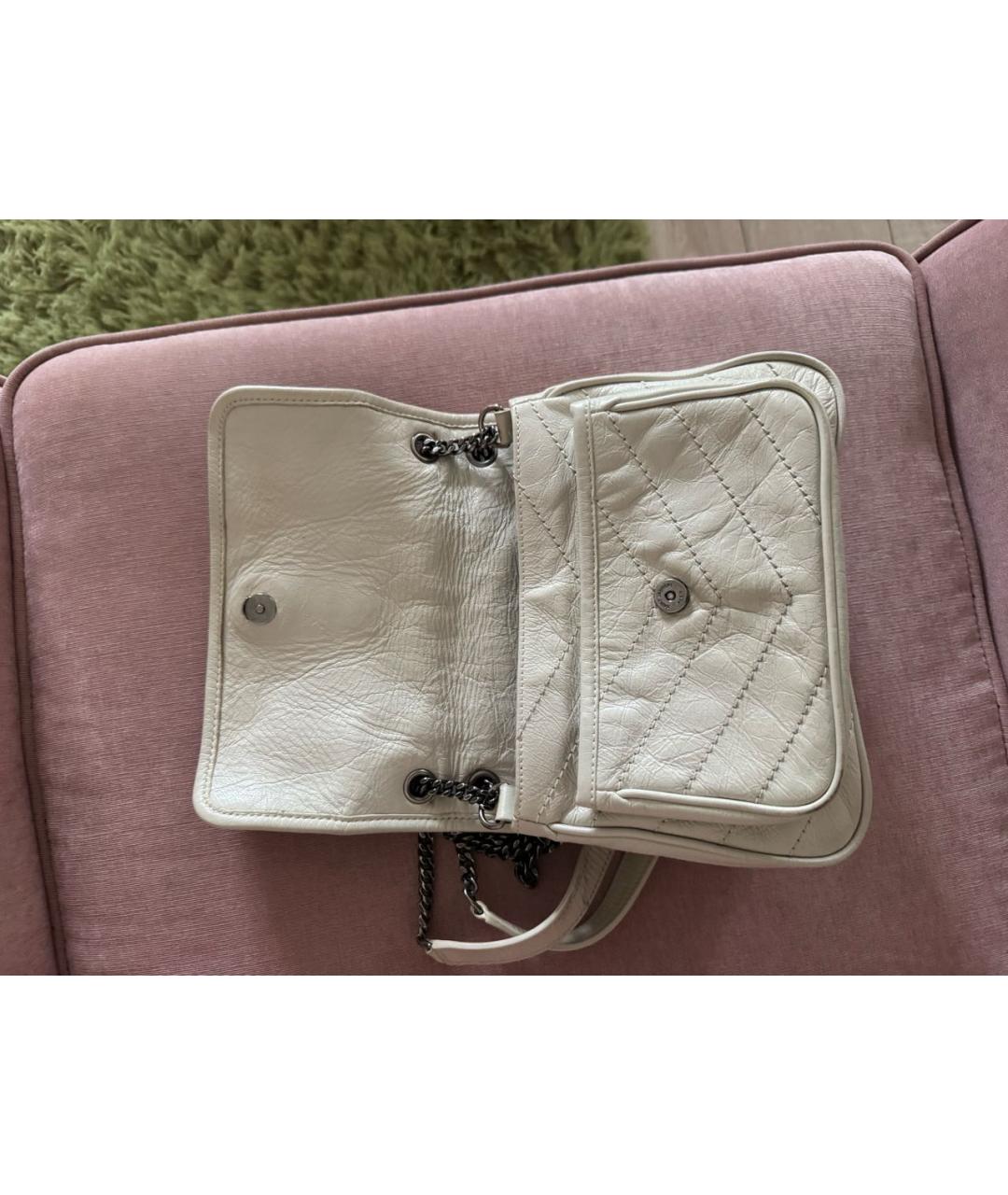 SAINT LAURENT Бежевая кожаная сумка через плечо, фото 4