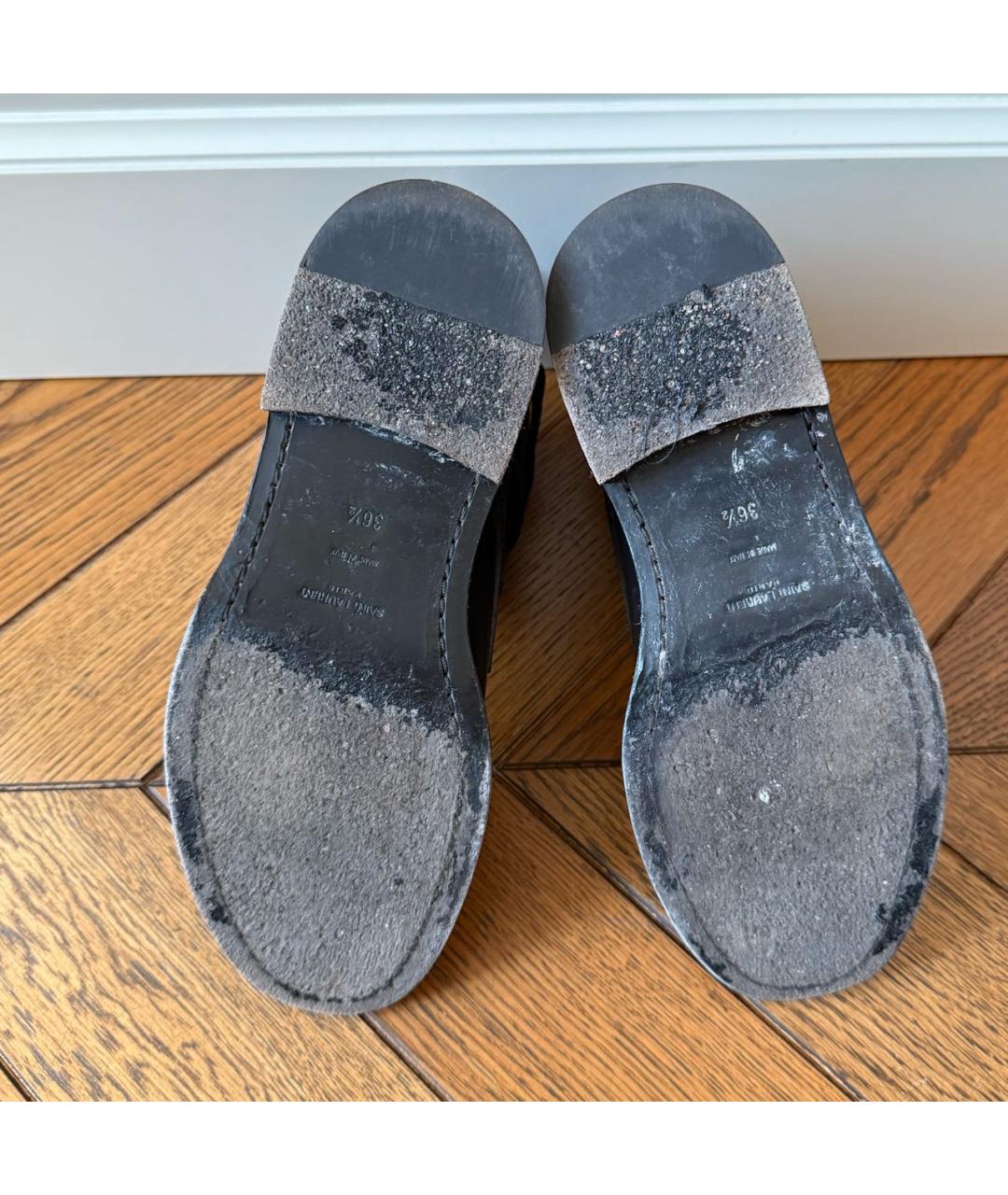 SAINT LAURENT Черные кожаные ботинки, фото 5