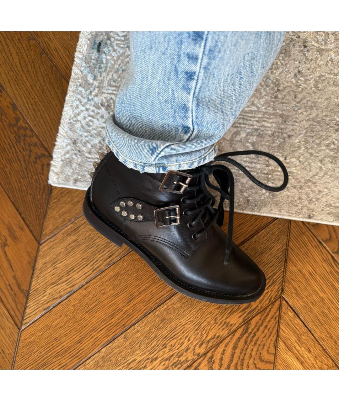 SAINT LAURENT Черные кожаные ботинки, фото 6