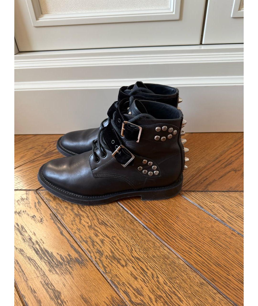 SAINT LAURENT Черные кожаные ботинки, фото 8