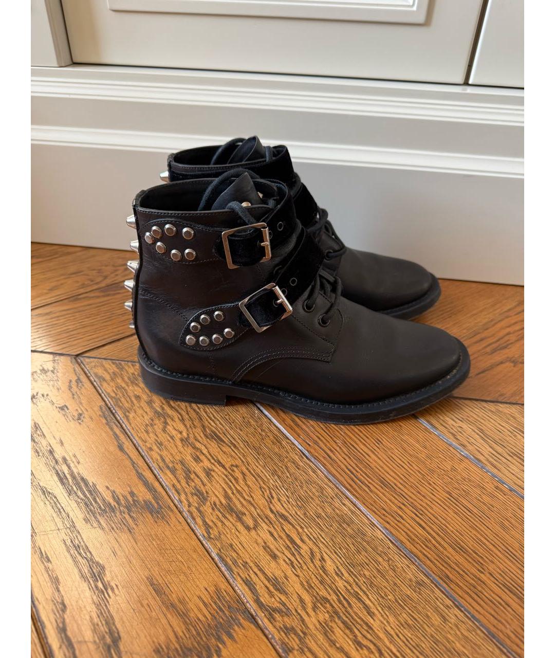 SAINT LAURENT Черные кожаные ботинки, фото 4