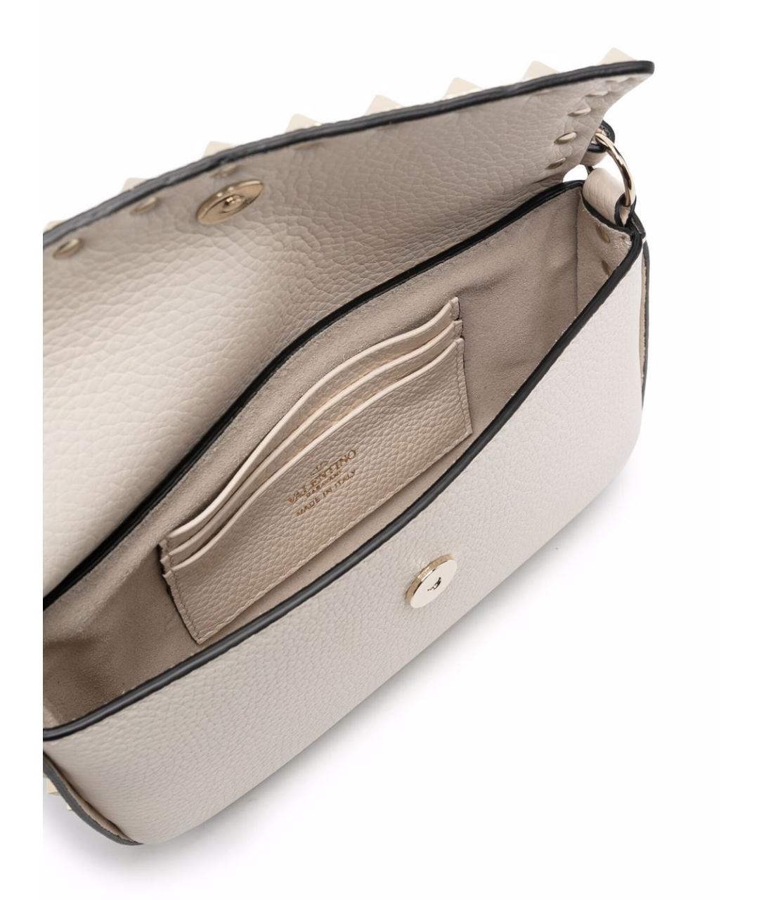 VALENTINO Бежевая кожаная сумка с короткими ручками, фото 3