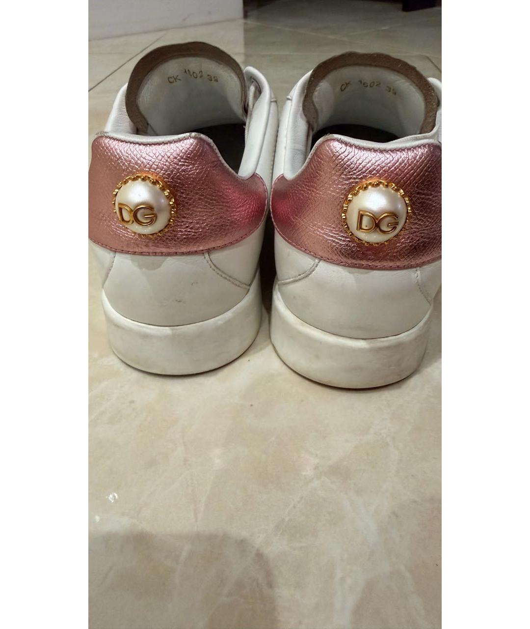 DOLCE&GABBANA Белые кожаные кеды, фото 3