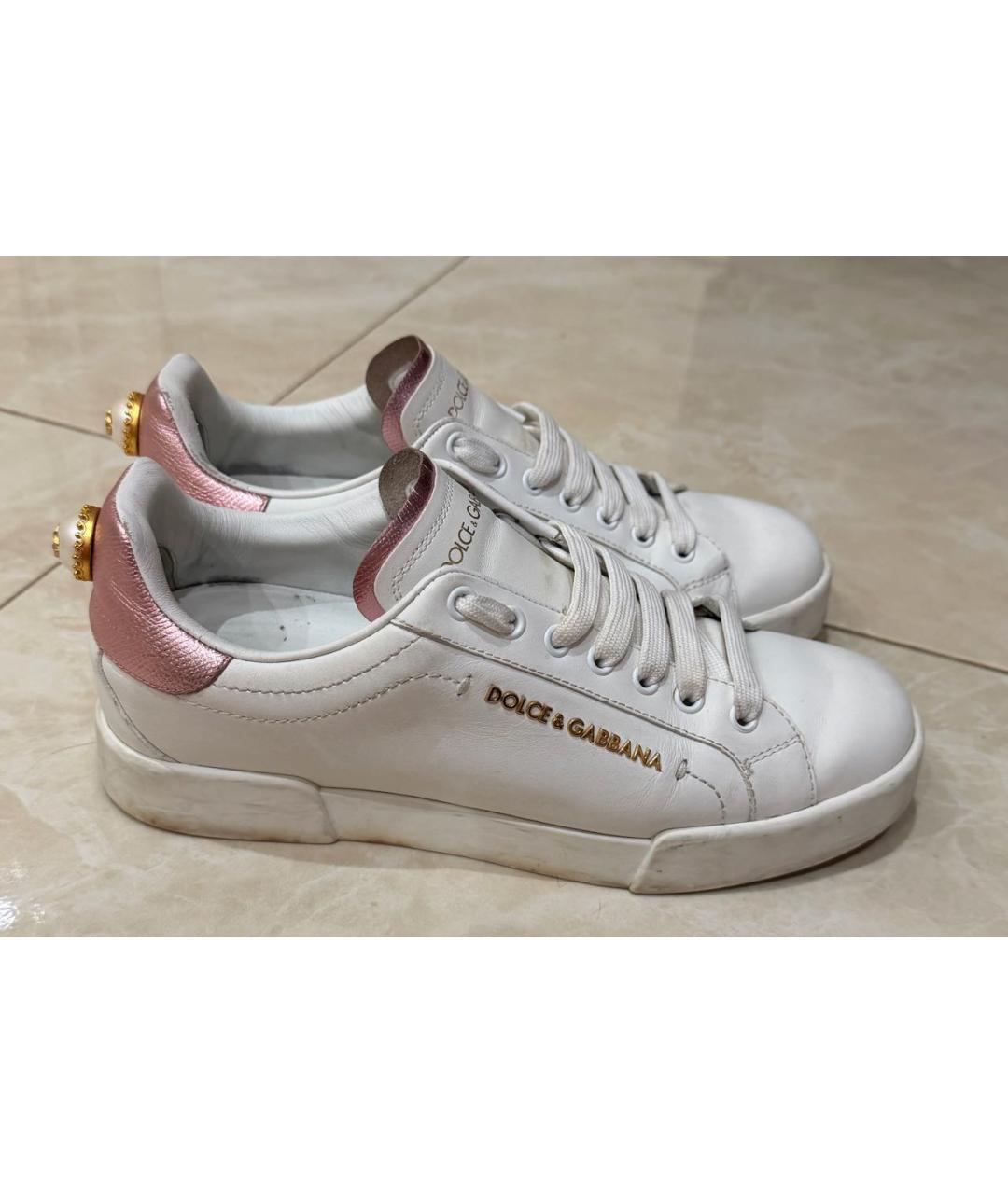 DOLCE&GABBANA Белые кожаные кеды, фото 7