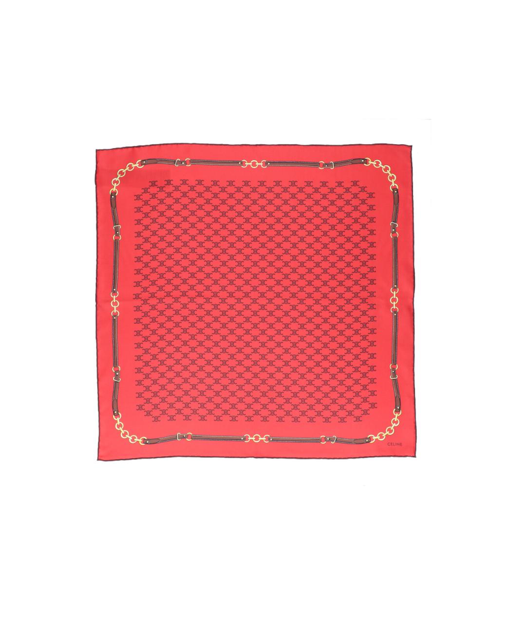 CELINE Красный шелковый шарф, фото 2