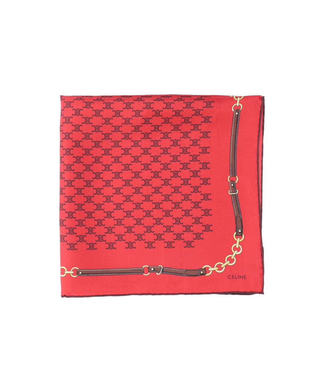CELINE Красный шелковый шарф, фото 1
