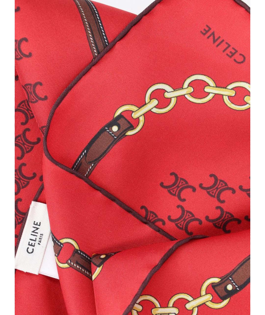 CELINE Красный шелковый шарф, фото 3