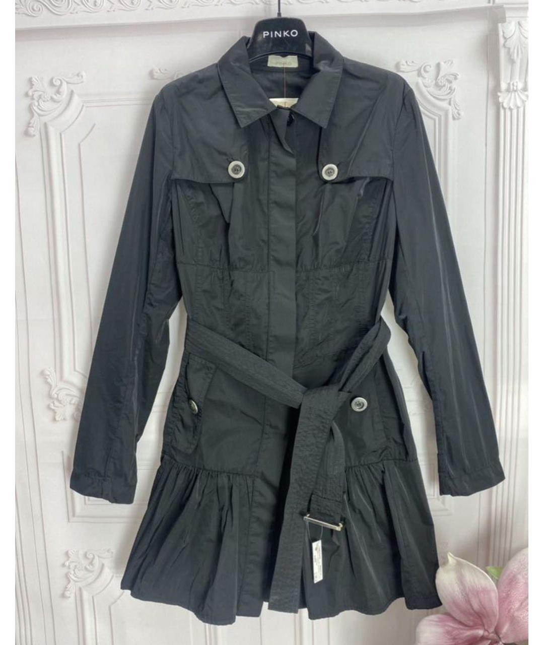 PINKO Черный полиэстеровый тренч/плащ, фото 7